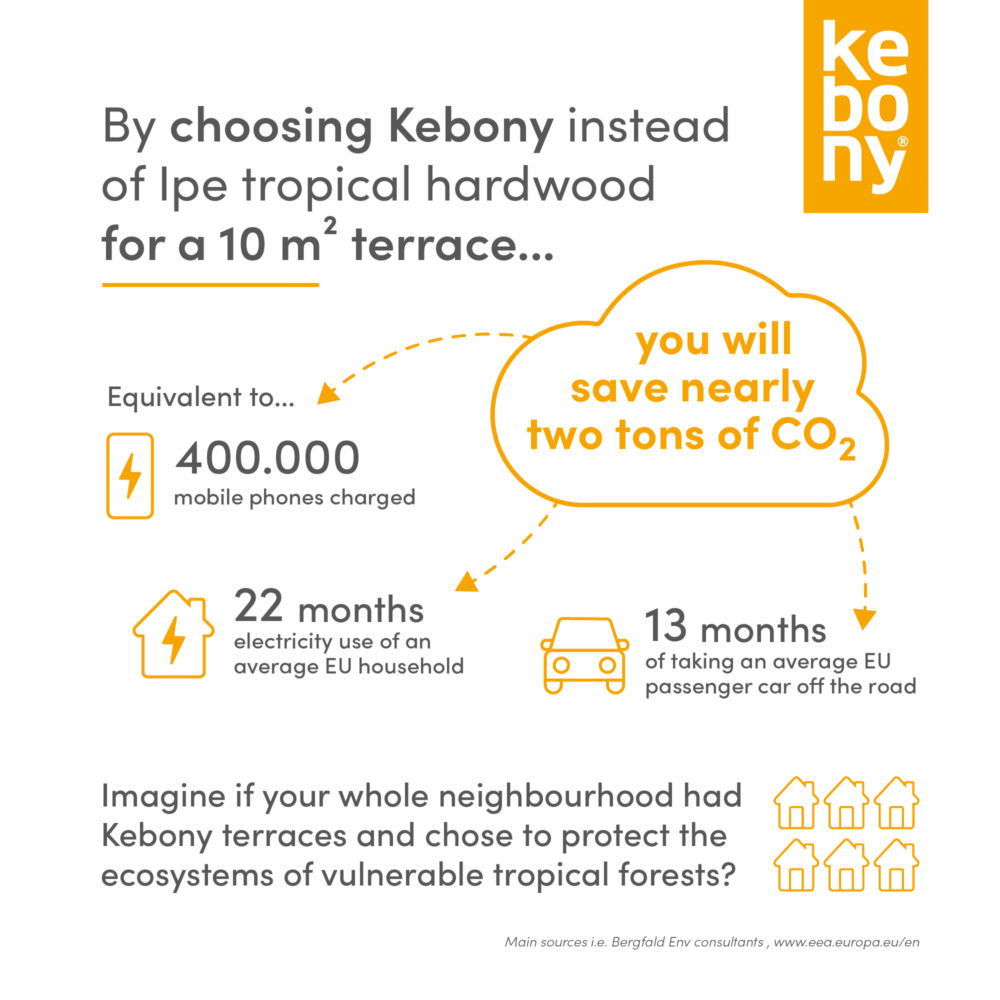 Why choose Kebony wood as a sustainable alternative to Ipé tropical hardwood? [Infographic]